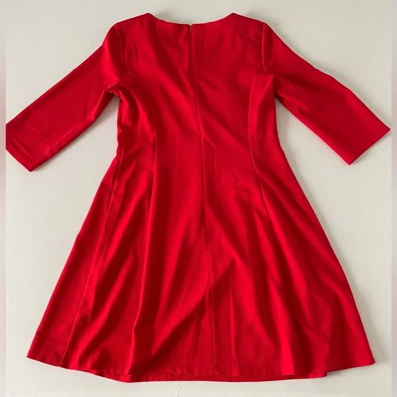 AGB Dress Midi Red 12 Large 3/4 Length Sleeves - Picture 2 of 11